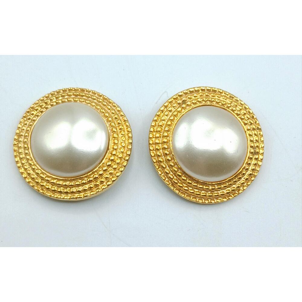 Vintage Gold Tone Faux Pearl Shoe/Jewelry Clips